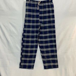 Inteco Lounge Wear Mens Blue Elastic Waist Flat Front Plaid Pajama Pants Size XL